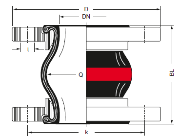 ELAFLEX  ERV-R红色带环走水膨胀节